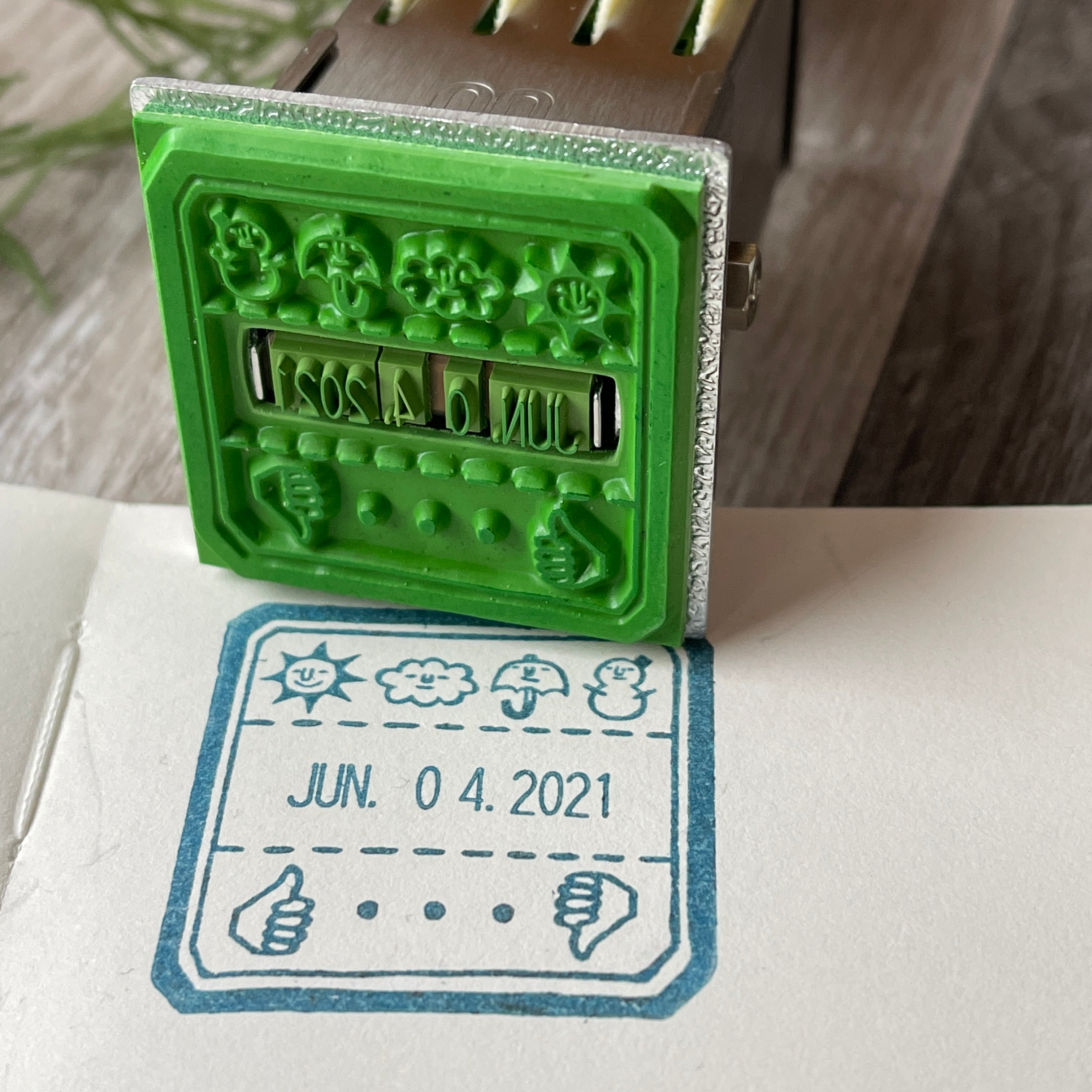 Rotating Date Stamp With Adjustable Dials "Daily Log!" (Weather, Health, Date)