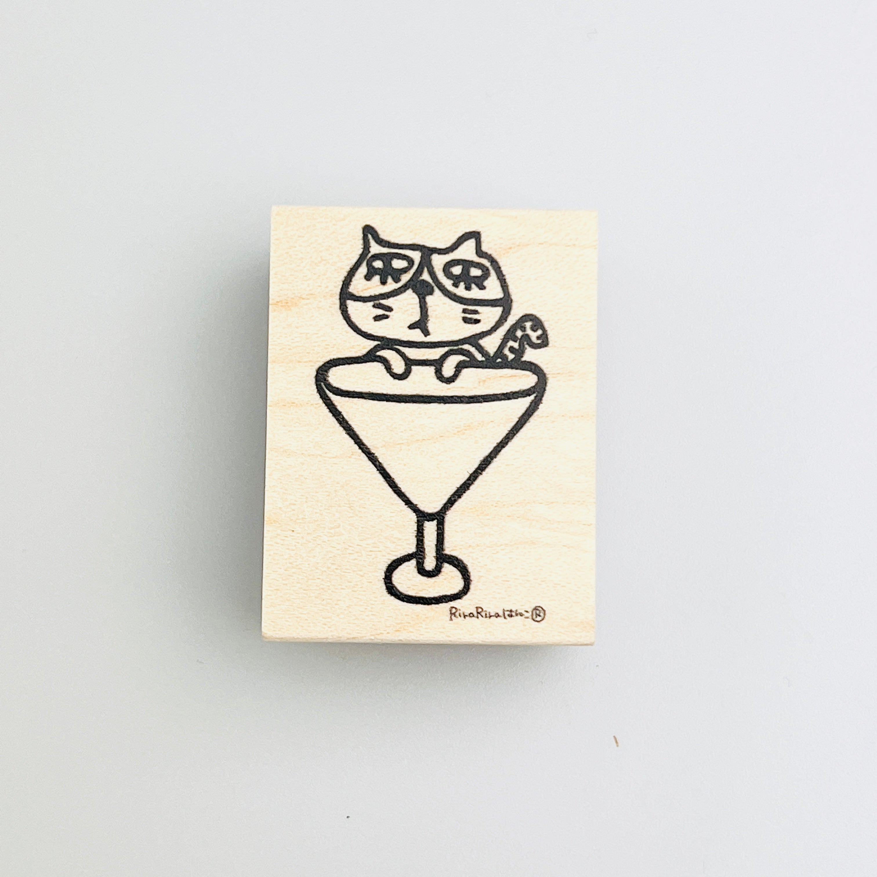 Curly-tailed Cat and Cocktail Glass