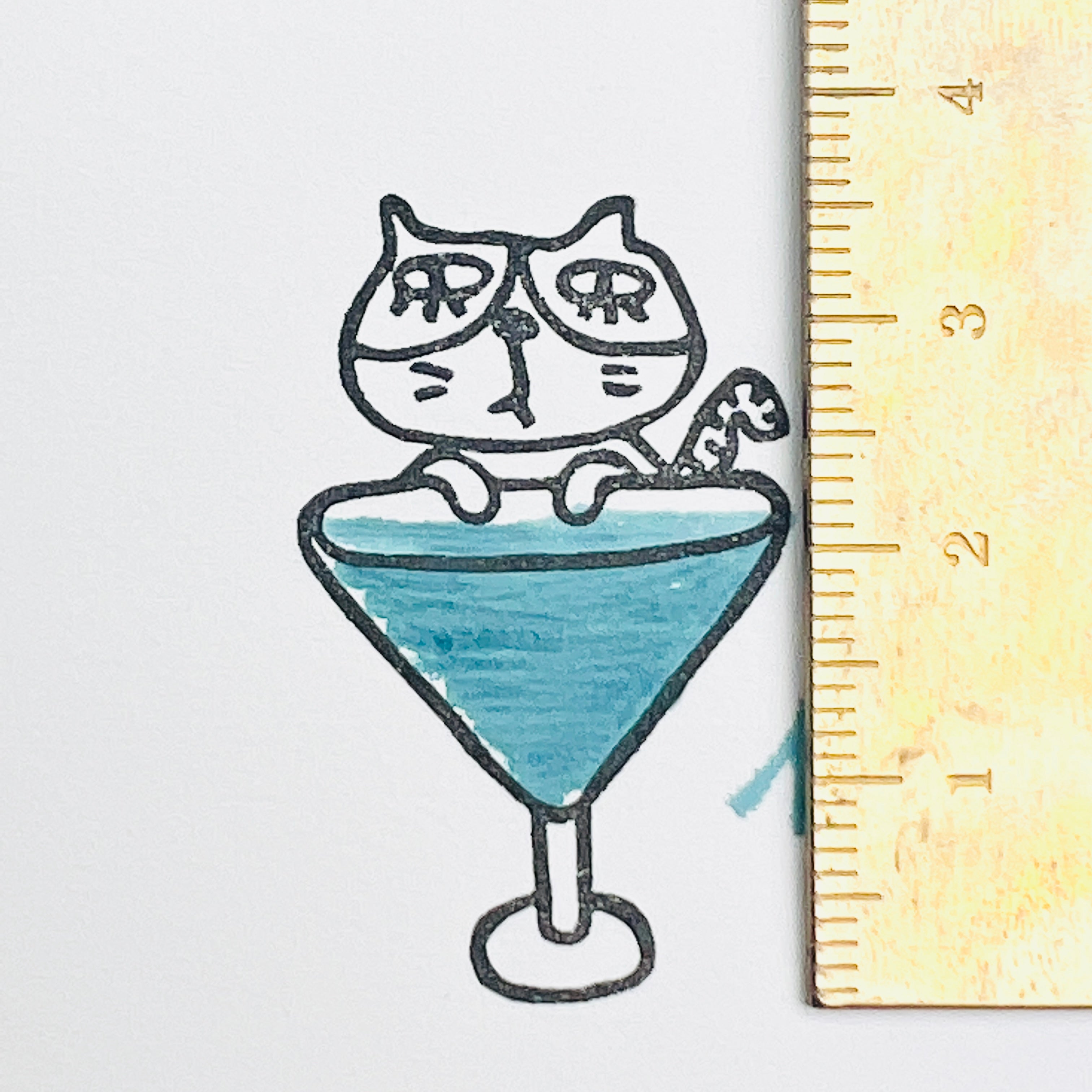 Curly-tailed Cat and Cocktail Glass