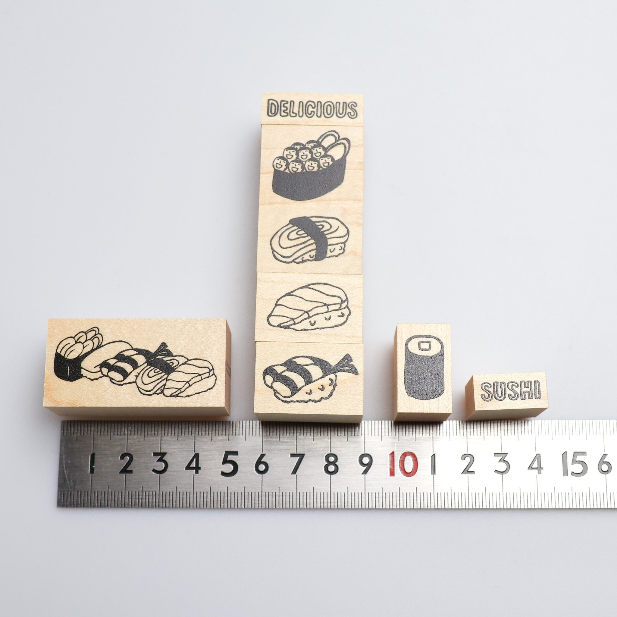 "Sushi Rubber Stamp Set" - 8-Piece Rubber Stamp Set