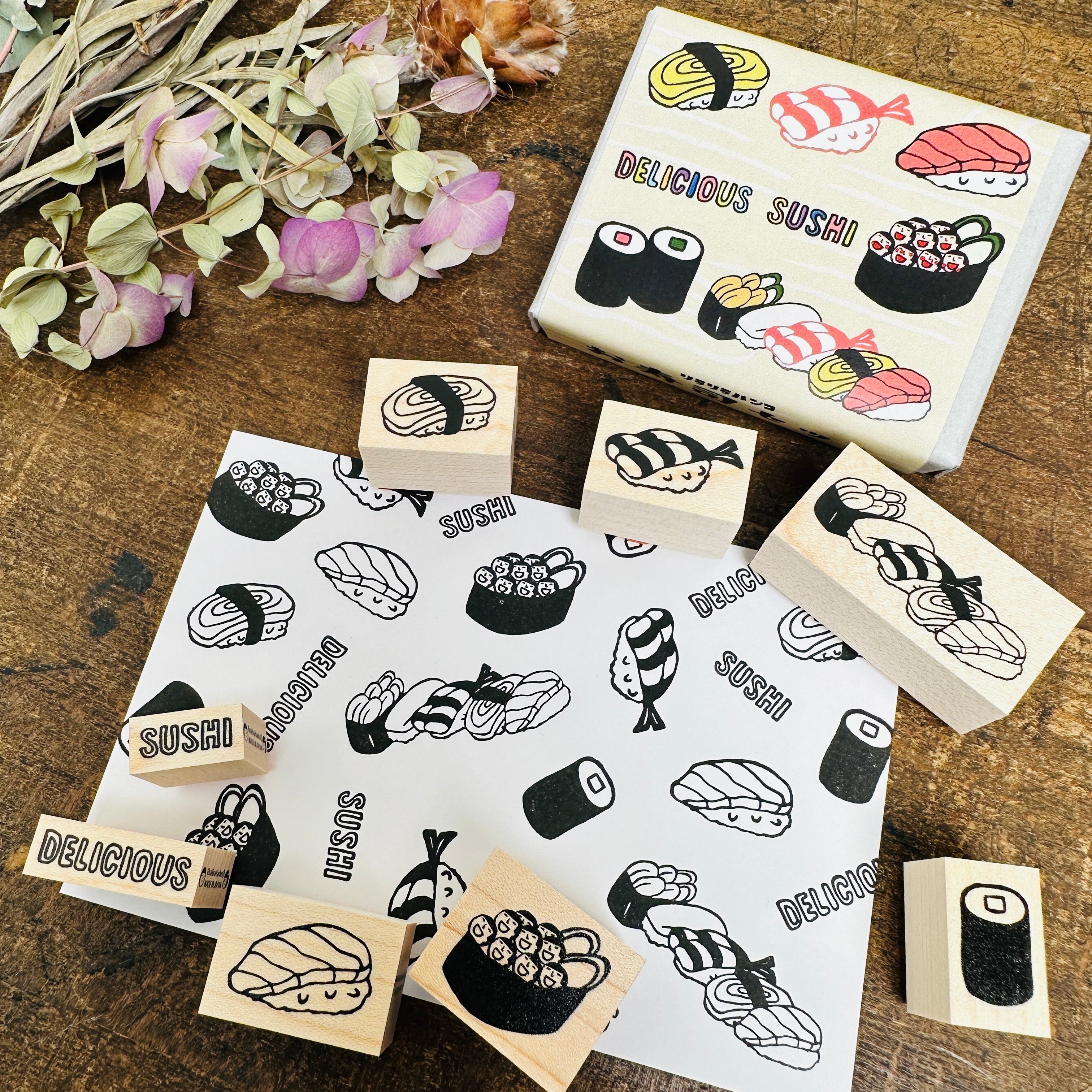 "Sushi Rubber Stamp Set" - 8-Piece Rubber Stamp Set