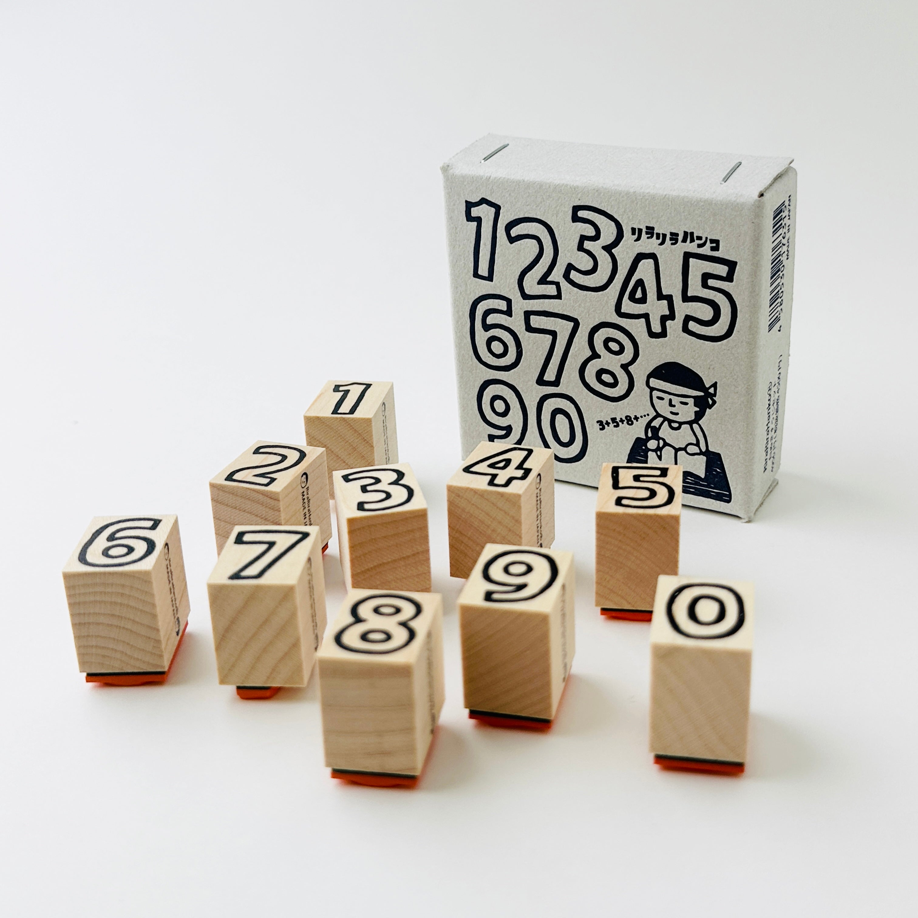 箱付【白抜き】Rira数字10本セット*ラバースタンプ ”Letters pulled out in white ”Number Set(Boxed)