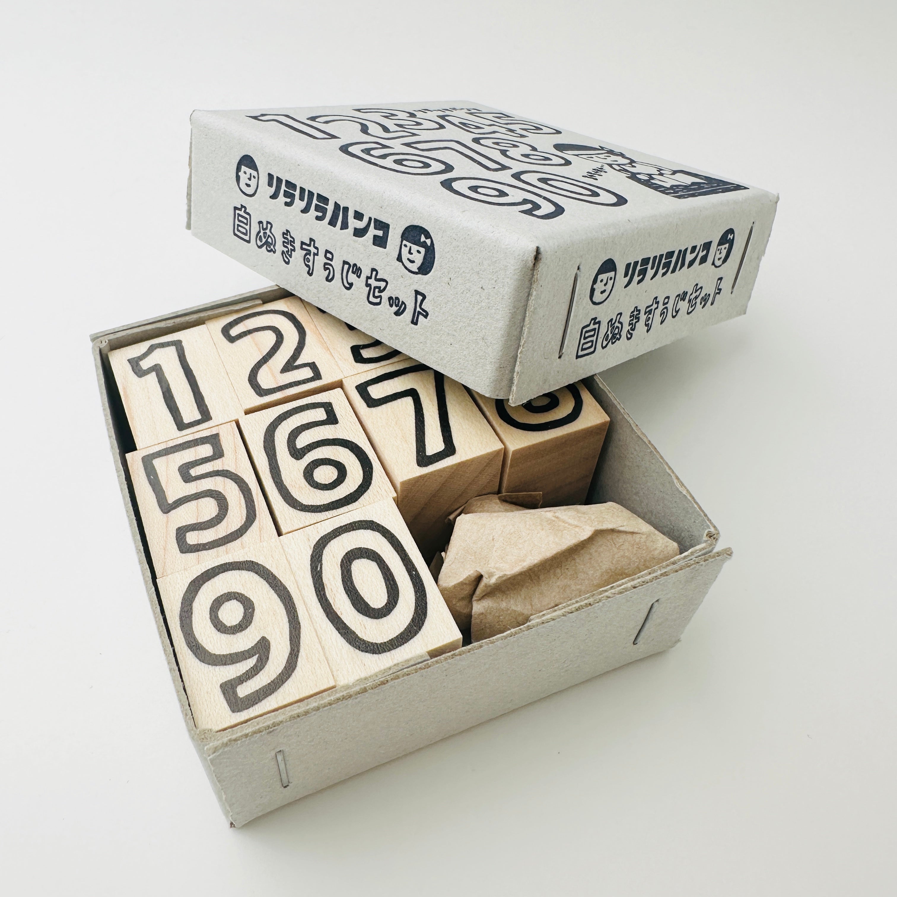 箱付【白抜き】Rira数字10本セット*ラバースタンプ ”Letters pulled out in white ”Number Set(Boxed)