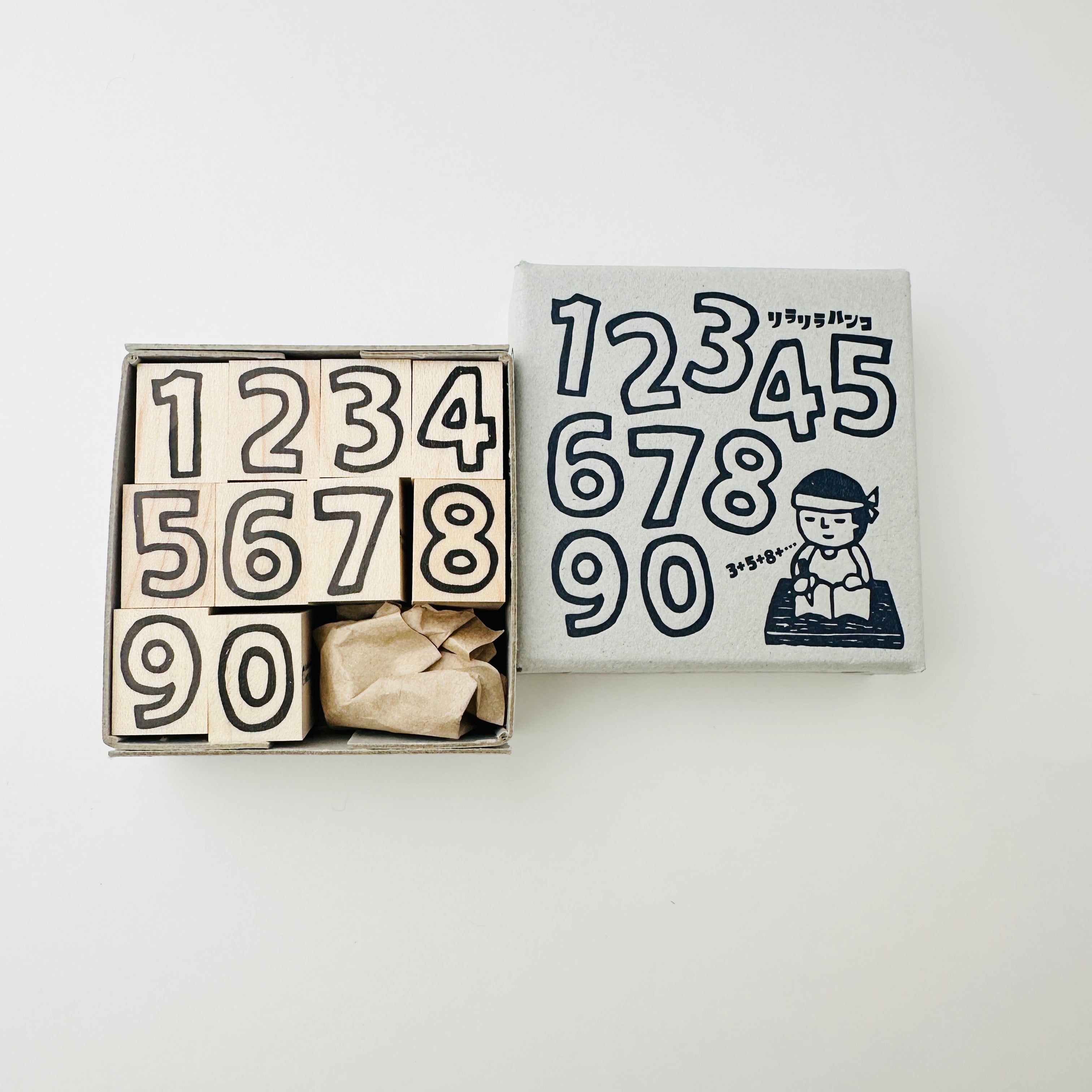 箱付【白抜き】Rira数字10本セット*ラバースタンプ ”Letters pulled out in white ”Number Set(Boxed)