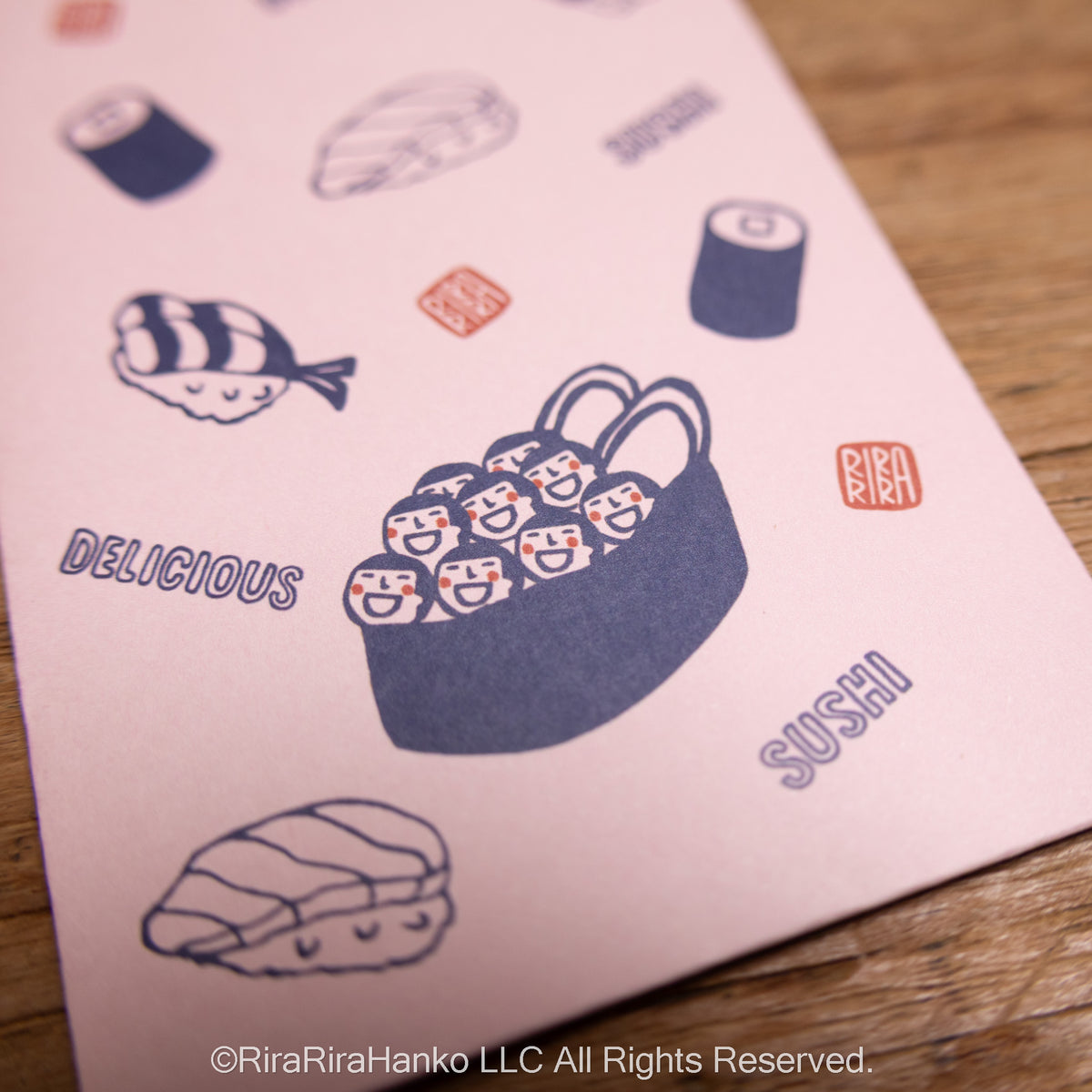 Mamoru-kun “Delicious Sushi” Mini Gift Envelopes – Set of 5 Pieces (Pink)