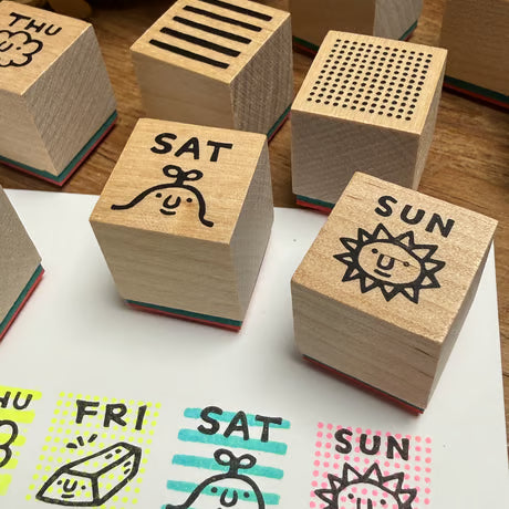 (TT9) Layer & Play Days of the Week Rubber Stamp Set – 9 Pieces