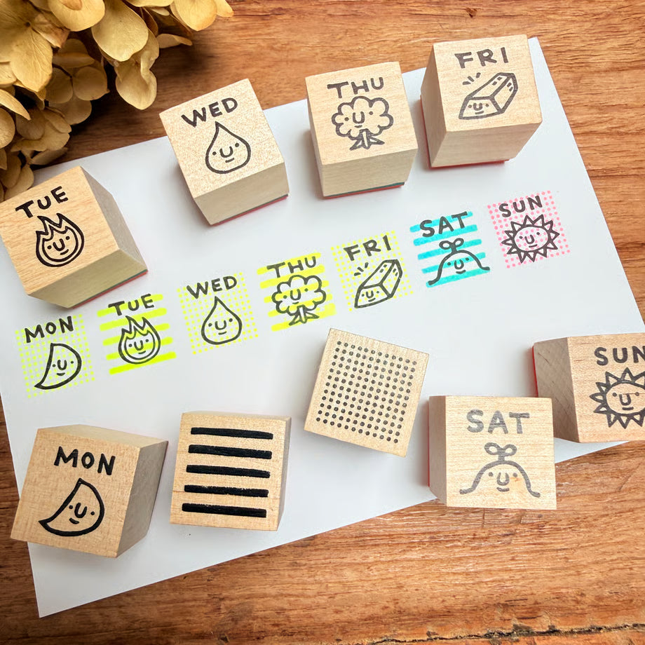 (TT9) Layer & Play Days of the Week Rubber Stamp Set – 9 Pieces
